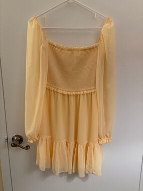 NWT Aritzia Wilfred Tempest Mini Long Sleeve Dress - Yellow/Lemongrass